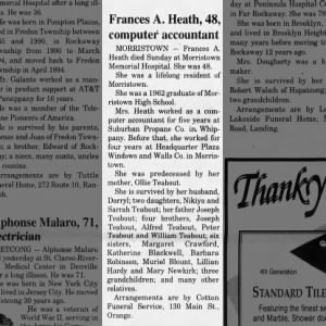 Obituary for Frances A. Heath