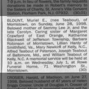 Obituary for Muriel E. BLOUNT