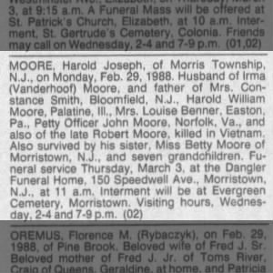Obituary for Harold Joseph MOORE
